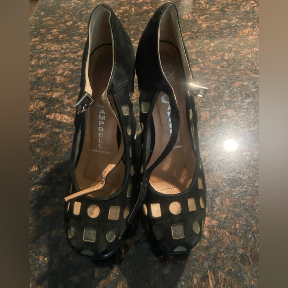 Jeffrey Campbell Ibiza Black Suede Heels with sheer mesh designs - Picture 3 of 16